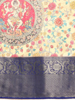 Thumbnail for Beige Munga Silk Digital Print Floral Saree with Unstitched Blouse - Hiral Fashion - Distacart