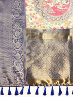 Thumbnail for Beige Munga Silk Digital Print Floral Saree with Unstitched Blouse - Hiral Fashion - Distacart