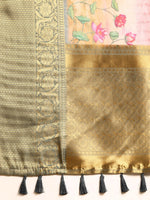 Thumbnail for Beige Munga Silk Digital Print Floral Saree with Unstitched Blouse - Hiral Fashion - Distacart