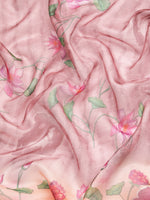 Thumbnail for Beige Munga Silk Digital Print Floral Saree with Unstitched Blouse - Hiral Fashion - Distacart