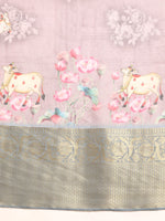 Thumbnail for Rust Munga Silk Digital Print Animal Print Saree with Unstitched Blouse - Hiral Fashion - Distacart