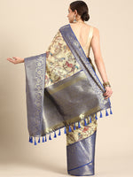 Thumbnail for Beige Munga Silk Digital Print Kalamkari Saree with Unstitched Blouse - Hiral Fashion - Distacart