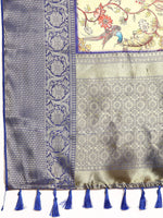 Thumbnail for Beige Munga Silk Digital Print Kalamkari Saree with Unstitched Blouse - Hiral Fashion - Distacart