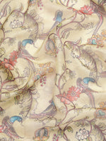 Thumbnail for Beige Munga Silk Digital Print Kalamkari Saree with Unstitched Blouse - Hiral Fashion - Distacart