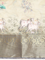 Thumbnail for Olive Munga Silk Digital Print Kalamkari Saree with Unstitched Blouse - Hiral Fashion - Distacart