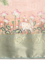 Thumbnail for Peach Munga Silk Digital Print Animal Print Saree with Unstitched Blouse - Hiral Fashion - Distacart