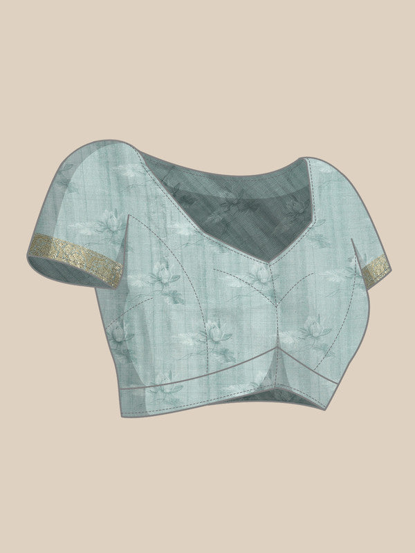 Peach Munga Silk Digital Print Animal Print Saree with Unstitched Blouse - Hiral Fashion - Distacart