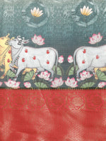 Thumbnail for Green Munga Silk Digital Print Animal Print Saree with Unstitched Blouse - Hiral Fashion - Distacart