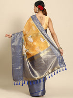 Thumbnail for Mustard Munga Silk Digital Print Animal Print Saree with Unstitched Blouse - Hiral Fashion - Distacart