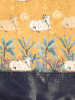 Thumbnail for Mustard Munga Silk Digital Print Animal Print Saree with Unstitched Blouse - Hiral Fashion - Distacart