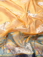 Thumbnail for Mustard Munga Silk Digital Print Animal Print Saree with Unstitched Blouse - Hiral Fashion - Distacart