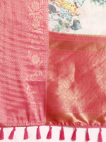 Thumbnail for Off White Munga Silk Digital Print Animal Print Saree with Unstitched Blouse - Hiral Fashion - Distacart