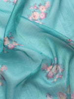 Thumbnail for Turquoise Munga Silk Digital Print Animal Print Saree with Unstitched Blouse - Hiral Fashion - Distacart