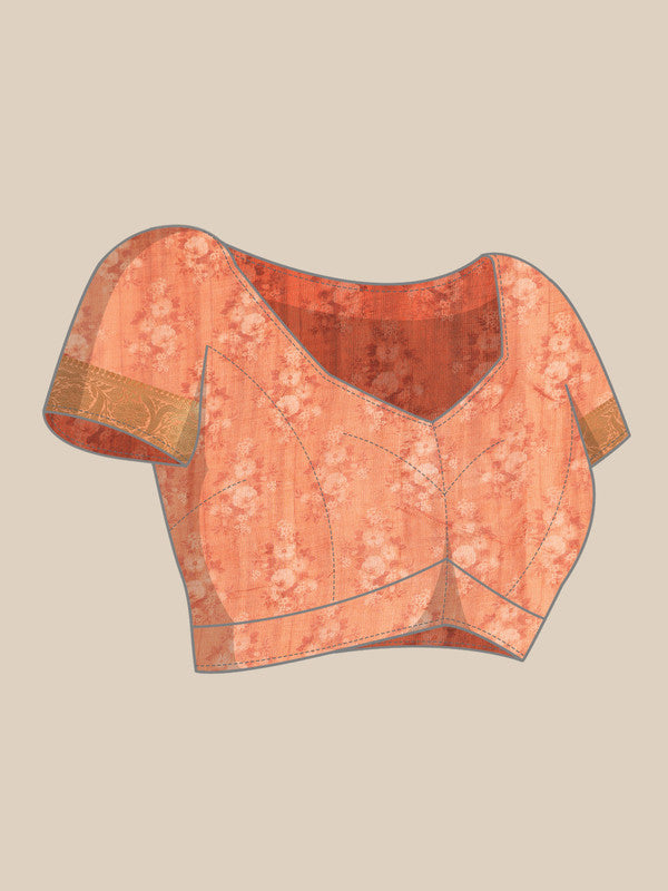 Turquoise Munga Silk Digital Print Animal Print Saree with Unstitched Blouse - Hiral Fashion - Distacart