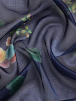 Thumbnail for Navy Blue Munga Silk Digital Print Animal Print Saree with Unstitched Blouse - Hiral Fashion - Distacart