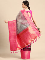 Thumbnail for Gray Munga Silk Digital Print Bandhani Saree with Unstitched Blouse - Hiral Fashion - Distacart