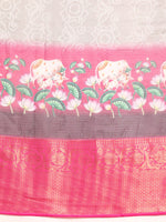 Thumbnail for Gray Munga Silk Digital Print Bandhani Saree with Unstitched Blouse - Hiral Fashion - Distacart