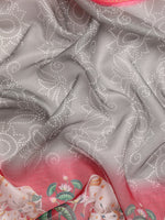 Thumbnail for Gray Munga Silk Digital Print Bandhani Saree with Unstitched Blouse - Hiral Fashion - Distacart