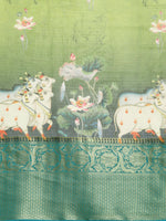 Thumbnail for Olive Munga Silk Digital Print Animal Print Saree with Unstitched Blouse - Hiral Fashion - Distacart