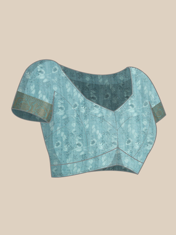 Green Munga Silk Digital Print Animal Print Saree with Unstitched Blouse - Hiral Fashion - Distacart