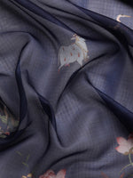 Thumbnail for Navy Blue Munga Silk Digital Print Animal Print Saree with Unstitched Blouse - Hiral Fashion - Distacart