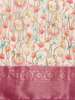 Thumbnail for Beige Munga Silk Digital Print Animal Print Saree with Unstitched Blouse - Hiral Fashion - Distacart