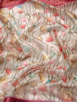 Thumbnail for Beige Munga Silk Digital Print Animal Print Saree with Unstitched Blouse - Hiral Fashion - Distacart