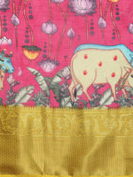 Thumbnail for Pink Munga Silk Digital Print Animal Print Saree with Unstitched Blouse - Hiral Fashion - Distacart
