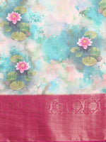 Thumbnail for Multicolor Munga Silk Digital Print Floral Saree with Unstitched Blouse - Hiral Fashion - Distacart