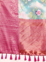 Thumbnail for Multicolor Munga Silk Digital Print Floral Saree with Unstitched Blouse - Hiral Fashion - Distacart