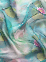 Thumbnail for Multicolor Munga Silk Digital Print Floral Saree with Unstitched Blouse - Hiral Fashion - Distacart