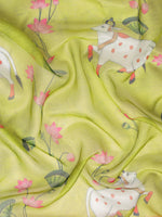 Thumbnail for Olive Munga Silk Digital Print Animal Print Saree with Unstitched Blouse - Hiral Fashion - Distacart