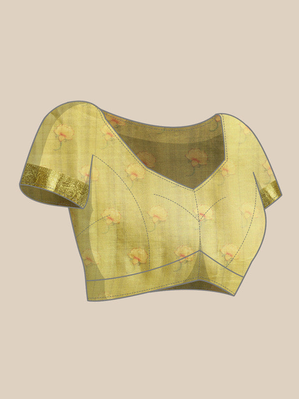 Olive Munga Silk Digital Print Animal Print Saree with Unstitched Blouse - Hiral Fashion - Distacart