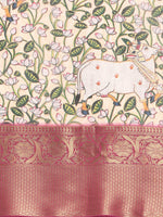 Thumbnail for Beige Munga Silk Digital Print Animal Print Saree with Unstitched Blouse - Hiral Fashion - Distacart