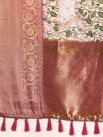 Thumbnail for Beige Munga Silk Digital Print Animal Print Saree with Unstitched Blouse - Hiral Fashion - Distacart