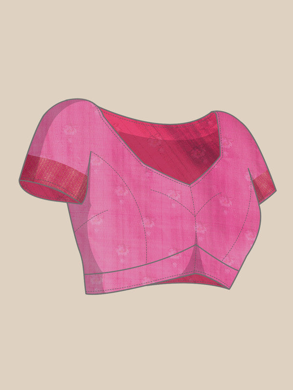 Navy Blue Munga Silk Digital Print Floral Saree with Unstitched Blouse - Hiral Fashion - Distacart