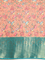 Thumbnail for Peach Munga Silk Digital Print Floral Saree with Unstitched Blouse - Hiral Fashion - Distacart