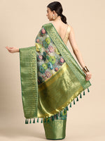 Thumbnail for Multicolor Munga Silk Digital Print Floral Saree with Unstitched Blouse - Hiral Fashion - Distacart