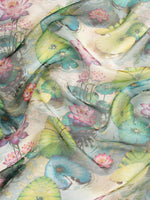 Thumbnail for Multicolor Munga Silk Digital Print Floral Saree with Unstitched Blouse - Hiral Fashion - Distacart