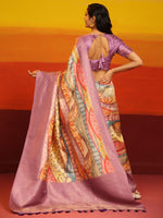Thumbnail for Multicolor Silk Blend Woven Zari Design Abstract Saree with Unstitched Blouse - Hiral Fashion - Distacart