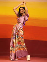 Thumbnail for Multicolor Silk Blend Woven Zari Design Abstract Saree with Unstitched Blouse - Hiral Fashion - Distacart