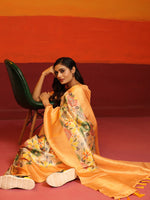 Thumbnail for Multicolor Silk Blend Woven Zari Design Floral Saree with Unstitched Blouse - Hiral Fashion - Distacart