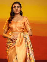 Thumbnail for Multicolor Silk Blend Woven Zari Design Floral Saree with Unstitched Blouse - Hiral Fashion - Distacart