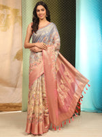 Thumbnail for Multicolor Cotton Blend Digital Print Floral Saree with Unstitched Blouse - Hiral Fashion - Distacart