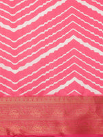 Thumbnail for Pink Silk Blend Digital Print Striped Saree with Unstitched Blouse - Hiral Fashion - Distacart
