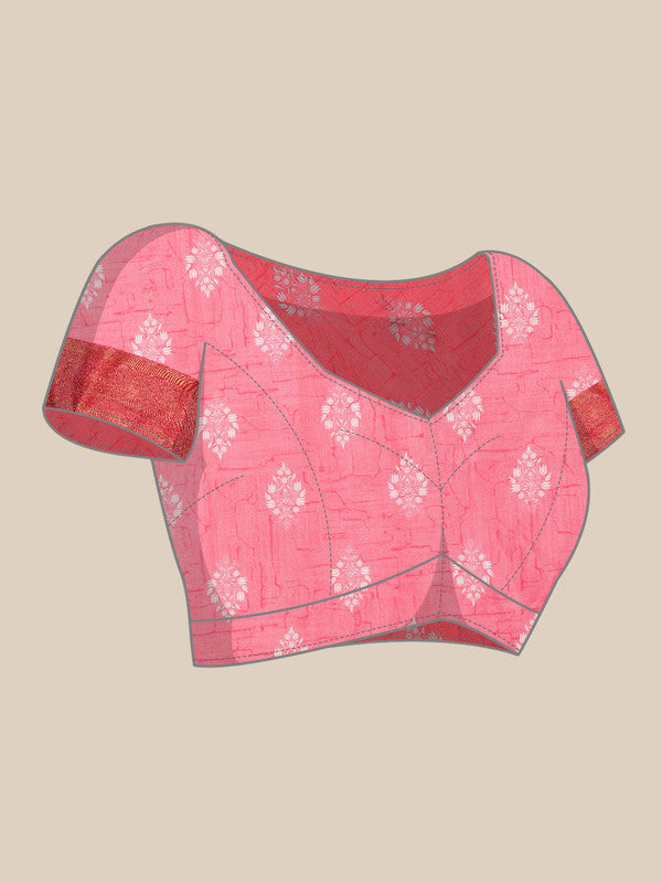 Pink Silk Blend Digital Print Striped Saree with Unstitched Blouse - Hiral Fashion - Distacart