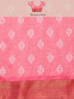 Thumbnail for Pink Silk Blend Digital Print Striped Saree with Unstitched Blouse - Hiral Fashion - Distacart