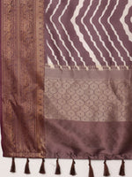 Thumbnail for Purple Silk Blend Digital Print Striped Saree with Unstitched Blouse - Hiral Fashion - Distacart