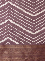 Thumbnail for Purple Silk Blend Digital Print Striped Saree with Unstitched Blouse - Hiral Fashion - Distacart