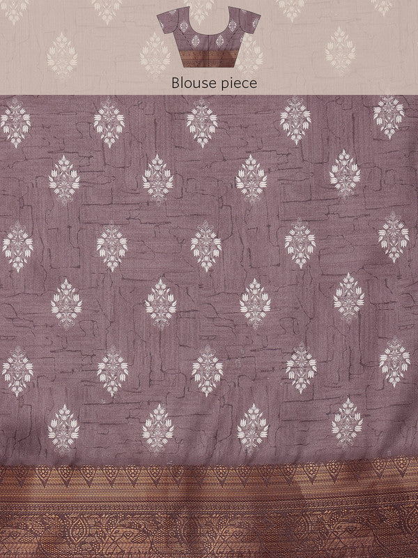 Purple Silk Blend Digital Print Striped Saree with Unstitched Blouse - Hiral Fashion - Distacart